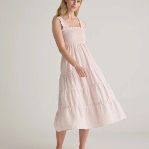 Quince 100% European Linen Midi Dress XL Pale Pink Feminine Soft Girl Romantic